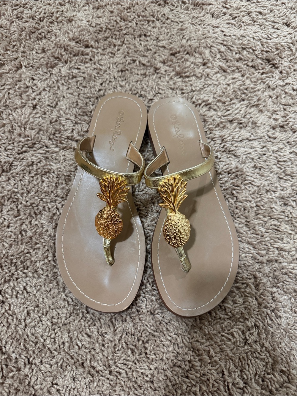 Lilly Pulitzer for Target Gold Pineapple T-Strap Sandals - Women